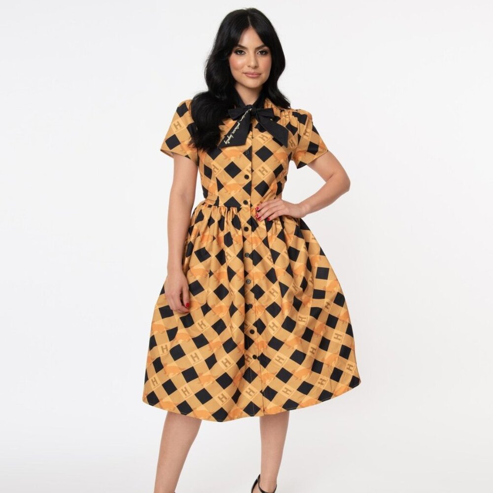 Harry Potter x Unique Vintage Hufflepuff Cora Swing Dress